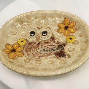 COPY - Ceramic Dish Owl Motif Soap Dish Trinket Dish